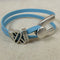 Men's Light Blue Awareness Leather Cord Bracelet Wishbone Design - VP's Jewelry