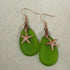 Olive Green Sea Glass Earrings Copper Star Fish - VP's Jewelry