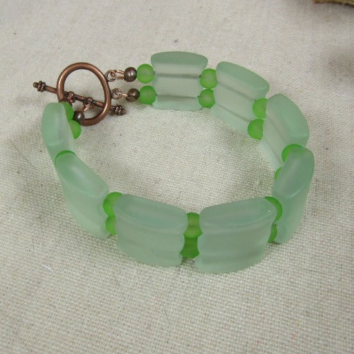 Lt Green Sea Glass Cuff Bracelet