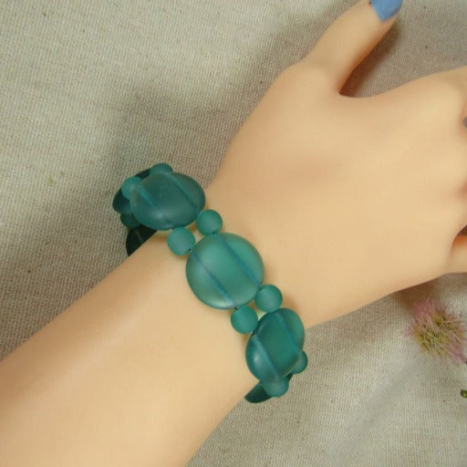 Teal Sea Glass Cuff Bracelet