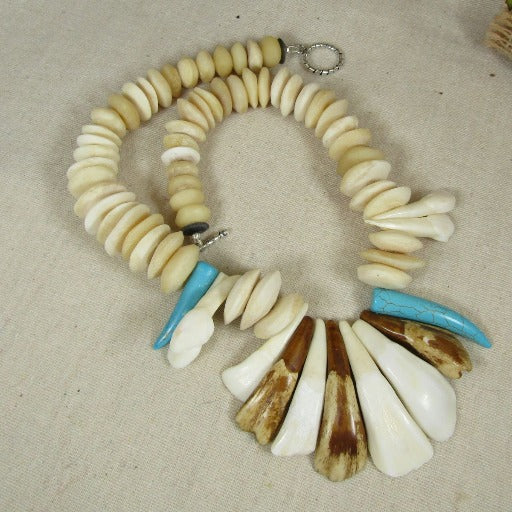 Unique Cream Statement Tusk Necklace - VP's Jewelry  