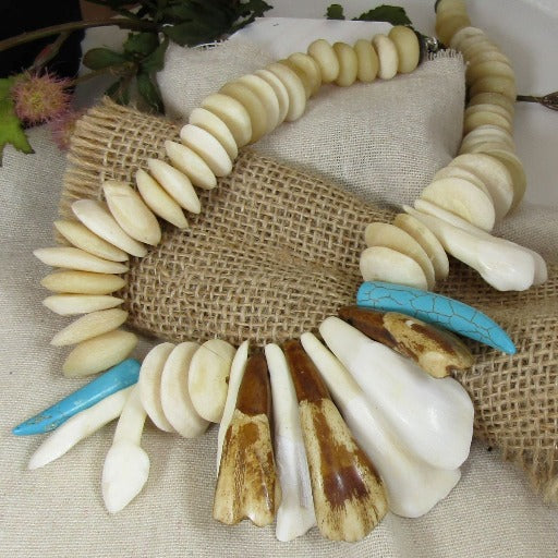 Unique Cream Statement Tusk Necklace - VP's Jewelry  