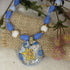 Handmade Blue & Yellow Artisan Pendant Necklace Golem - VP's Jewelry