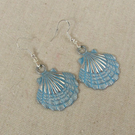 Blue Shell Earrings Beach Earrings Sea Shell Sea Glass Earrings - VP's Jewelry