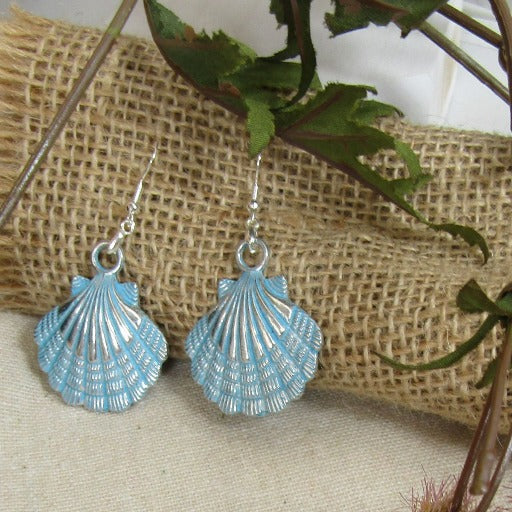 Blue Shell Earrings Beach Earrings Sea Shell Sea Glass Earrings - VP's Jewelry