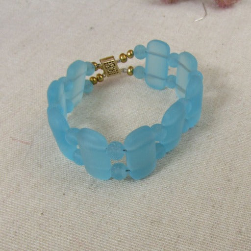 Sea Glass Cuff Bracelet in Aqua
