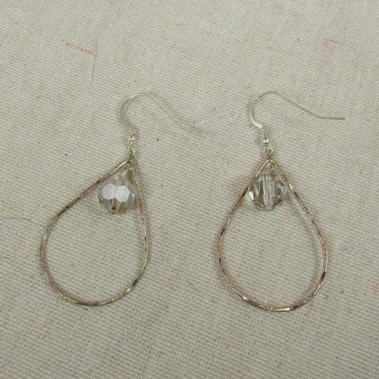 Gold Teardrop Hoop & Rock Crystal Earrings - VP's Jewelry