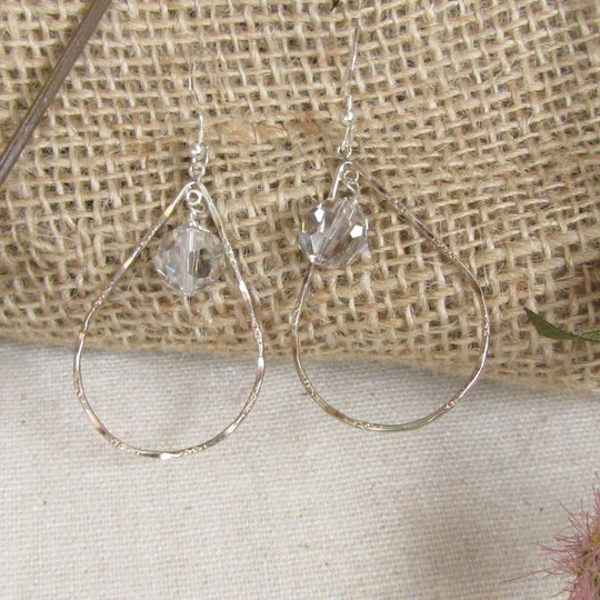 Gold Teardrop Hoop & Rock Crystal Earrings - VP's Jewelry