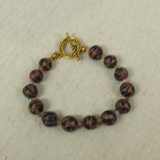 Tan & Purple Artisan Bead Bracelet - VP's Jewelry  