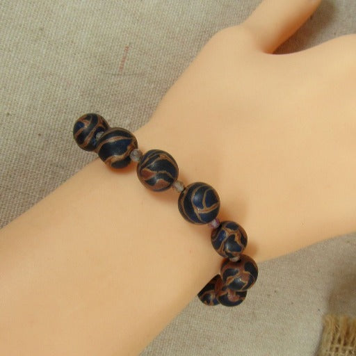 Tan & Purple Artisan Bead Bracelet - VP's Jewelry  