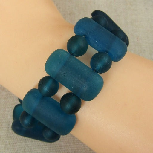 Peacock Sea Glass Cuff Bracelet