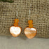 Orange Sea Glass Heart Earrings