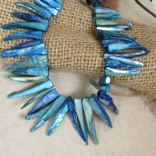 Statement Blue Turquoise Sea Shell Bib Necklace