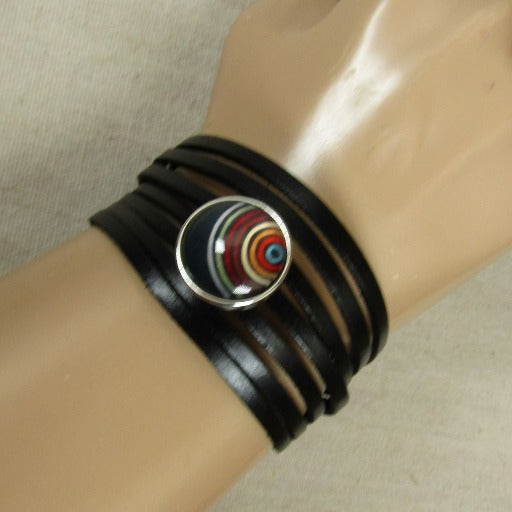 Unisex Black Leather Cuff Bracelet Boho Style - VP's Jewelry