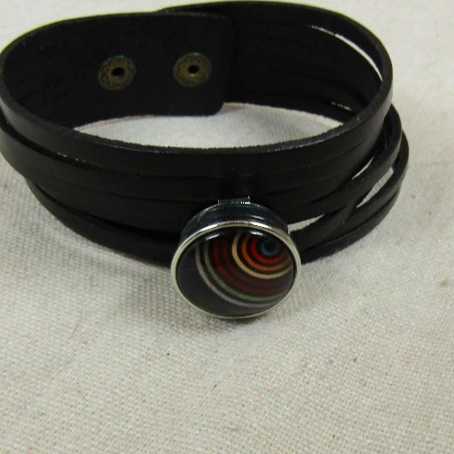 Unisex Black Leather Cuff Bracelet Boho Style - VP's Jewelry