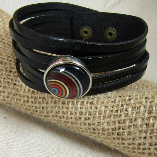 Unisex Black Leather Cuff Bracelet Boho Style - VP's Jewelry