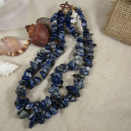 Double Strand Blue Gemstone Necklace - VP's Jewelry
