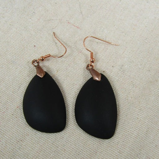 Black Sea Glass Earrings On Copper