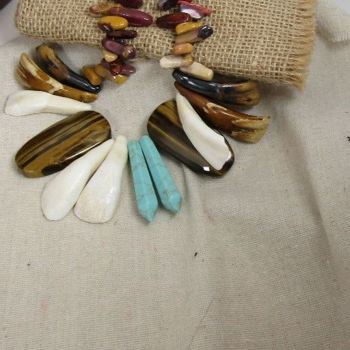 Rustic Bib Gemstone Statement Necklace - VP's Jewelry