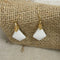 White Sea Glass Triangle Drop Earrings