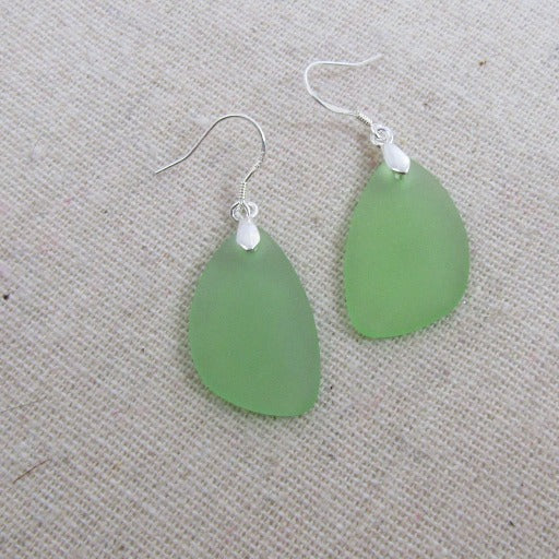 Green Sea Glass Earrings Classic