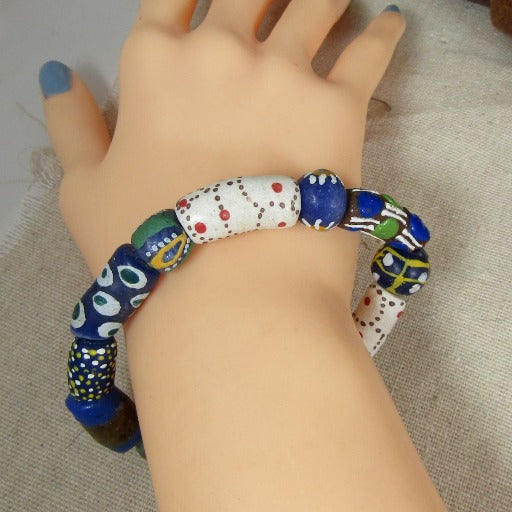 Stretch Bracelet in Multi-colored African Beads - VP's Jewelry