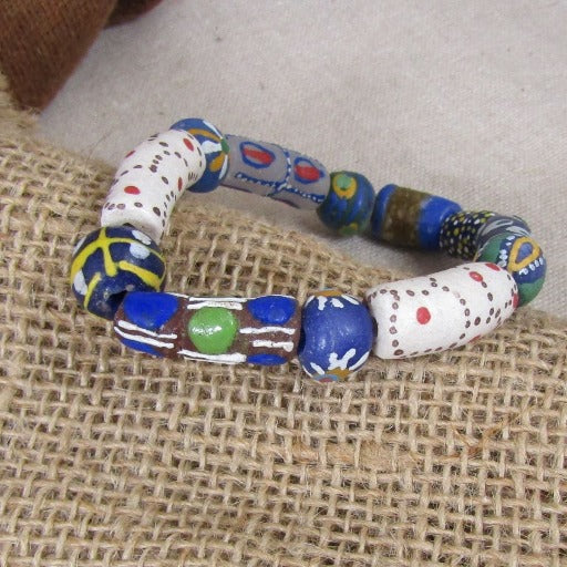 Stretch Bracelet in Multi-colored African Beads - VP's Jewelry
