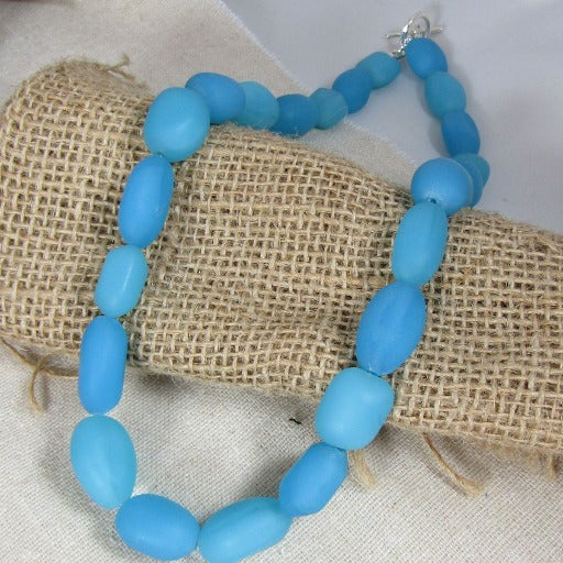 Stunning Beaded Blue Opal Sea Glass Necklace - VP's Jewelry