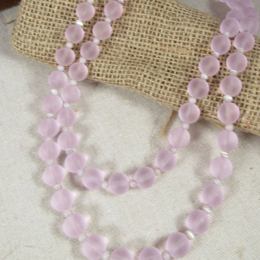 Blossom Pink Double Strand Sea Glass Necklace - VP's Jewelry