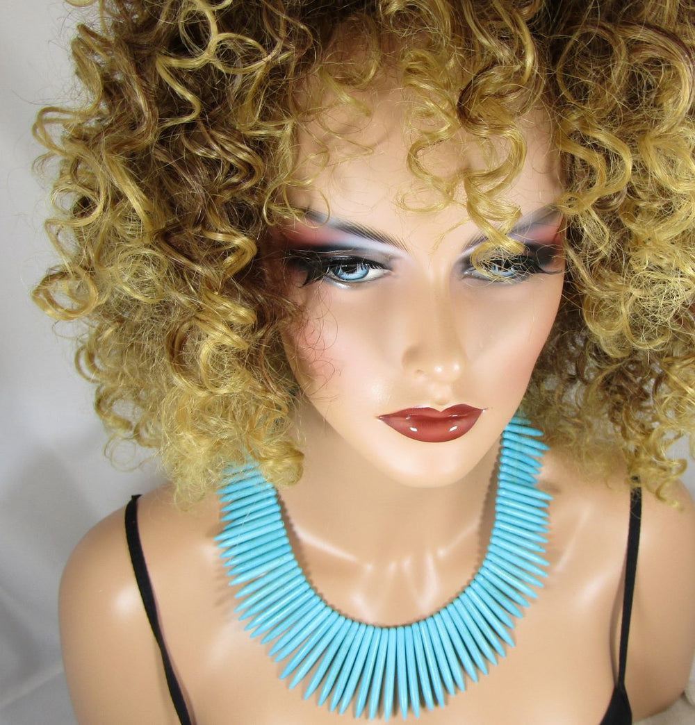 Collar Necklace Gemstone Stick Bead Cleopatra Bib - VP's Jewelry