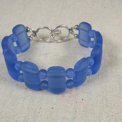 Sea Glass Cuff Bracelet in  Sky Blue