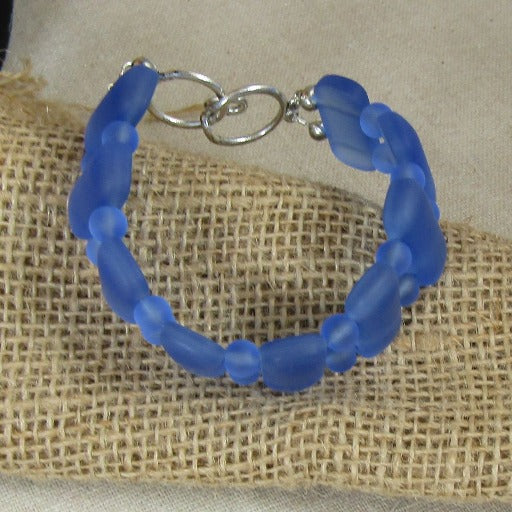 Sea Glass Cuff Bracelet in  Sky Blue