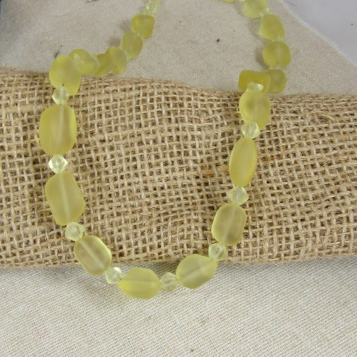 Pale Yellow Sea Glass Necklace - VP's Jewelry