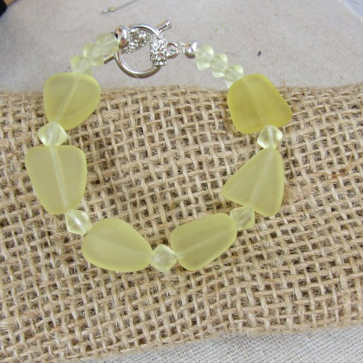 Pale Yellow Sea Glass Bracelet