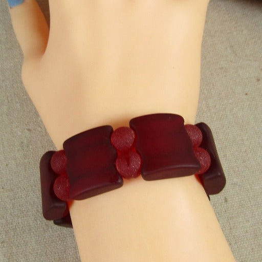Ruby Red Sea Glass Cuff Bracelet - VP's Jewelry
