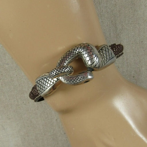 Man's Snake Head Brown Leather Bracelet - VP's Jewelry