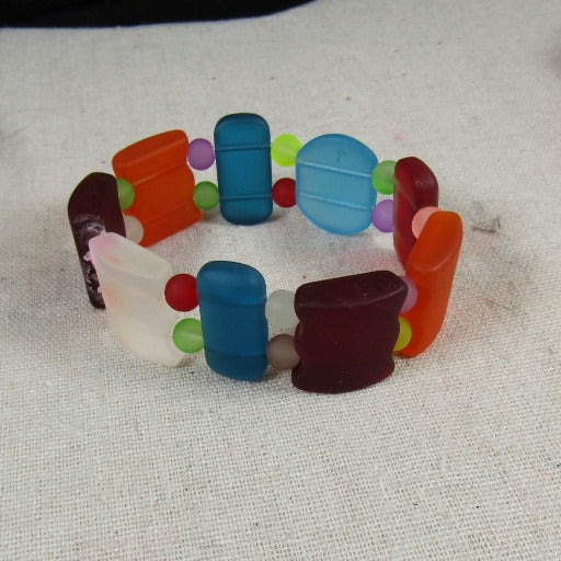 Multi-colored Sea Glass Cuff Bracelet