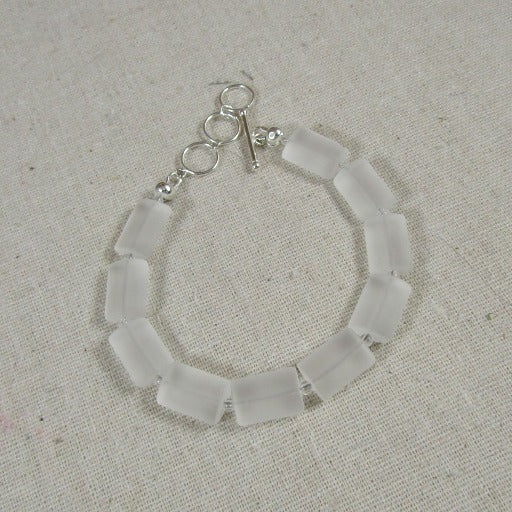 Frosted Clear Sea Glass Bracelet