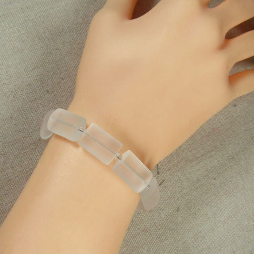 Frosted Clear Sea Glass Bracelet