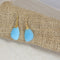 Aqua Sea Glass & Gold Earrings Ocean Jewelry - VP's Jewelry