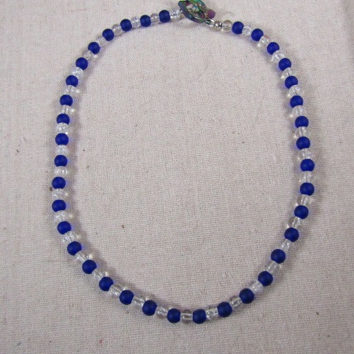 Classic Sea Glass Necklace Royal Blue