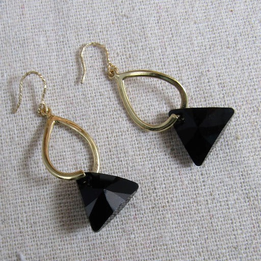 Black Crystal Drop Earrings Beaded dangle Earrings - VP's Jewelry