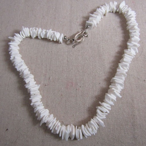 Man's White Clam Sea Shell Chip Necklace - VP's Jewelry