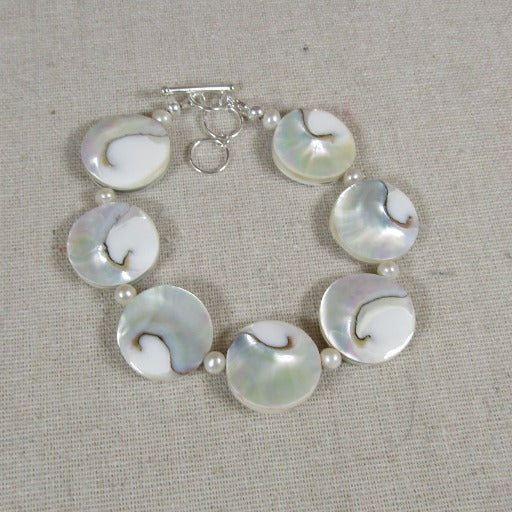 New Look Natural Mother-of-Pearl Cuff Beaded Bracelet - VP's Jewelry