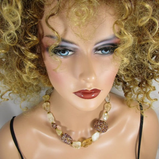 Handcrafted Honey Stone Statement Necklace - VP's Jewelry  