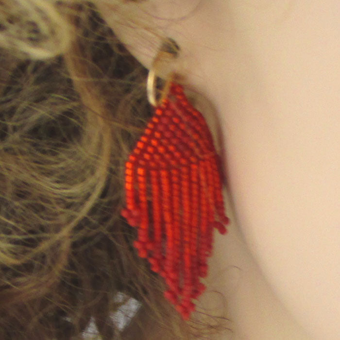 Fiesta Red Seed Bead Earrings - VP's Jewelry