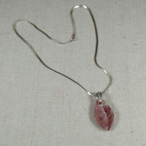 Pink Tourmaline Gemstone Pendant on Silver Chain Necklace - VP's Jewelry