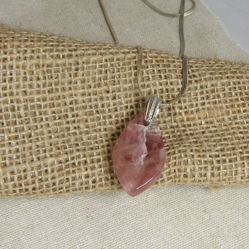 Pink Tourmaline Gemstone Pendant on Silver Chain Necklace - VP's Jewelry