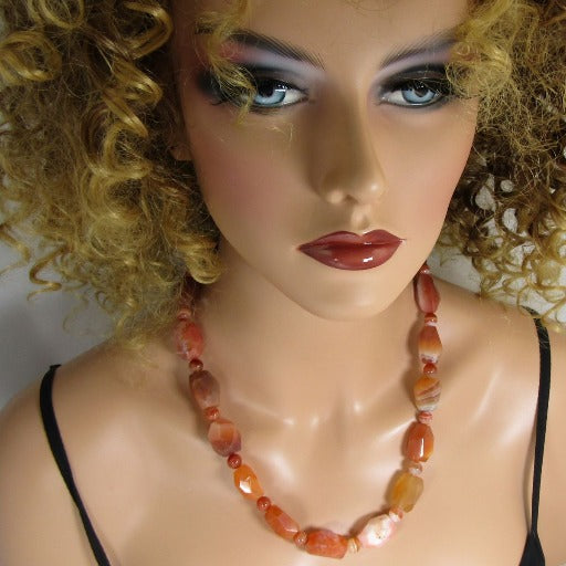 Big Bold African Agate Nugget Handmade Beaded Necklace - VP's Jewelry