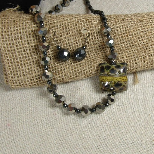 Handmade Artisan Black Beaded Necklace & Earrings - VP's Jewelry  